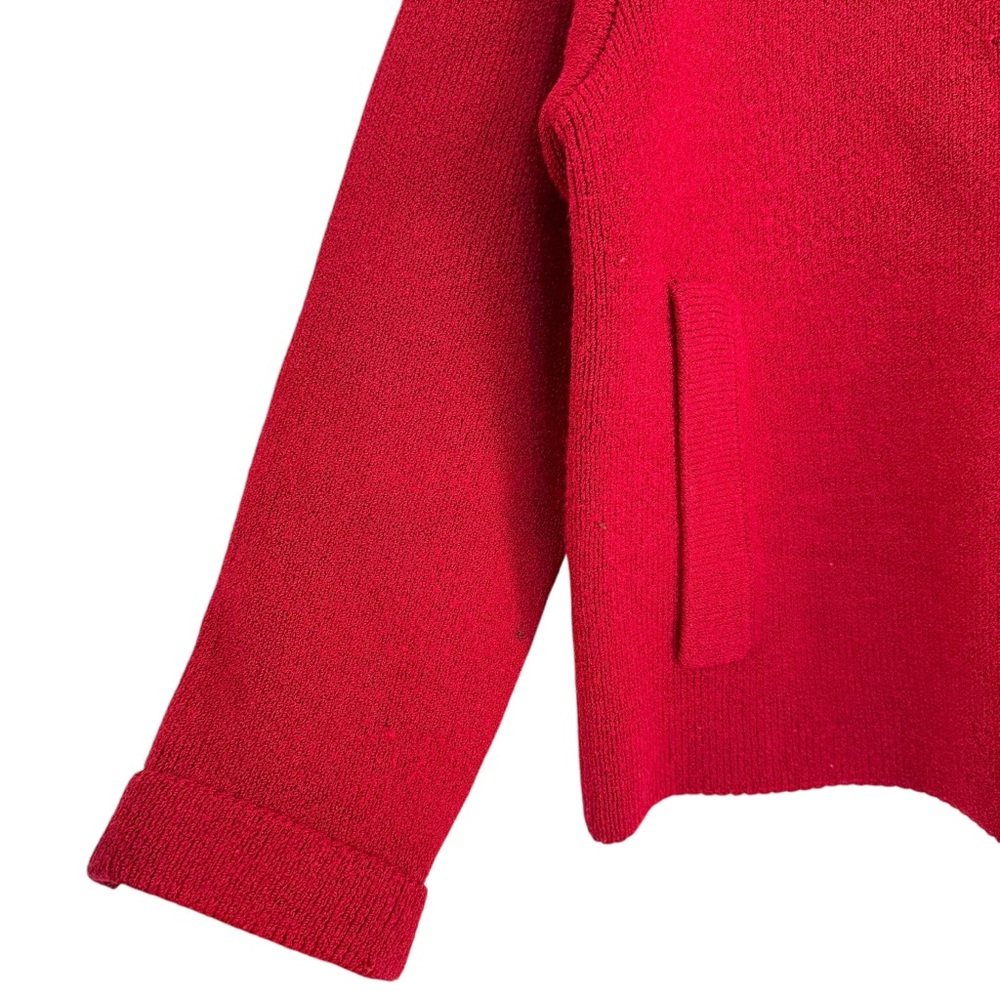 Vintage 1980s Margaret O’Leary Women Red Wool Zip Front Knit Jacket Size 2 - Picture 3 of 11